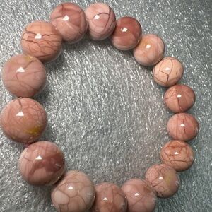 Gorgeous 12MM Pink High Quality Crackle Alashan Agate Natural Crystal Bracelet